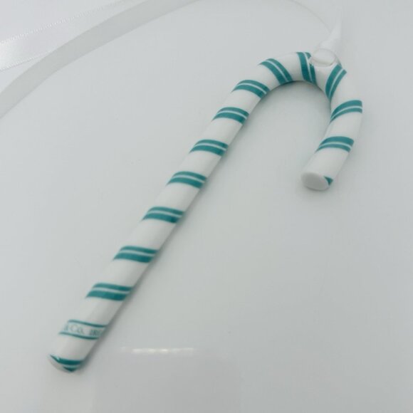 Tiffany Red White Candy Cane Christmas Holiday Ornament with Blue Gift Box Pouch - Picture 6 of 8